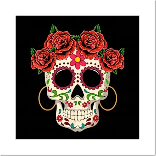 Floral Sugar Skull Posters and Art